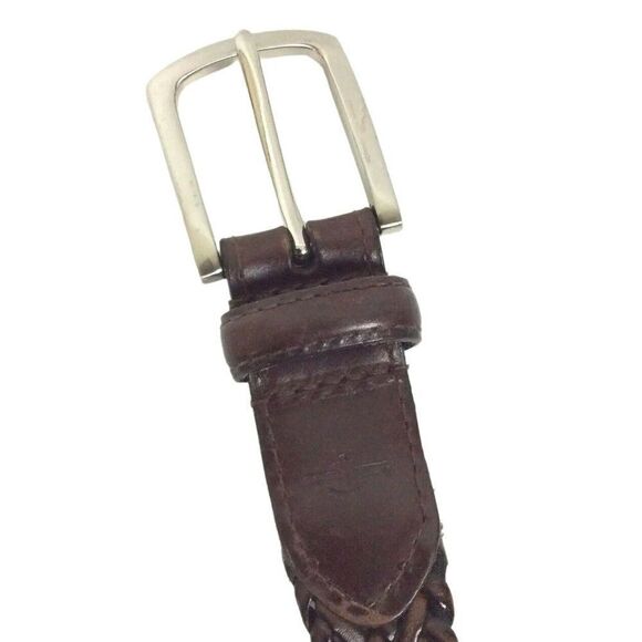 Dockers Braided Woven Belt Mens Size 44 Brown Bonded Synthetic Leather - Picture 3 of 5